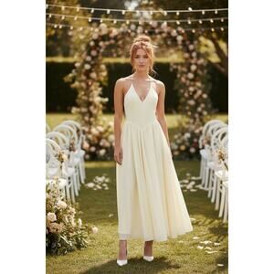 Bardot Arletha Canary Yellow Maxi Dress Open Back Spaghetti Strap Size 12 NWT